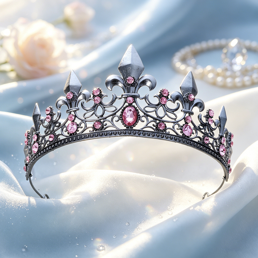 Women'S Vintage Accessories - Medieval Gothic Antique Silver Rhinestone Crown