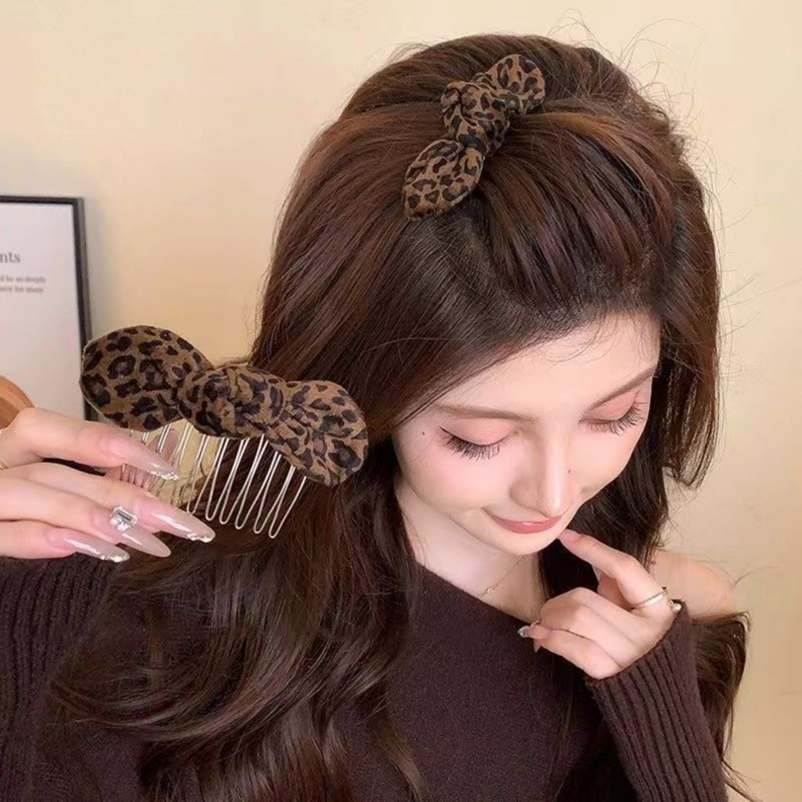 Women'S Formal Accessories - 1PCLeopard Print Bow Hair Combs For