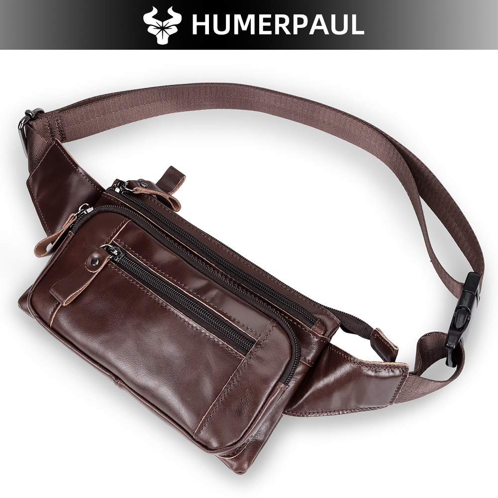 Women Electronic Accessories - HUMERPAUL Men's Waist Fanny Pack Cowhide
