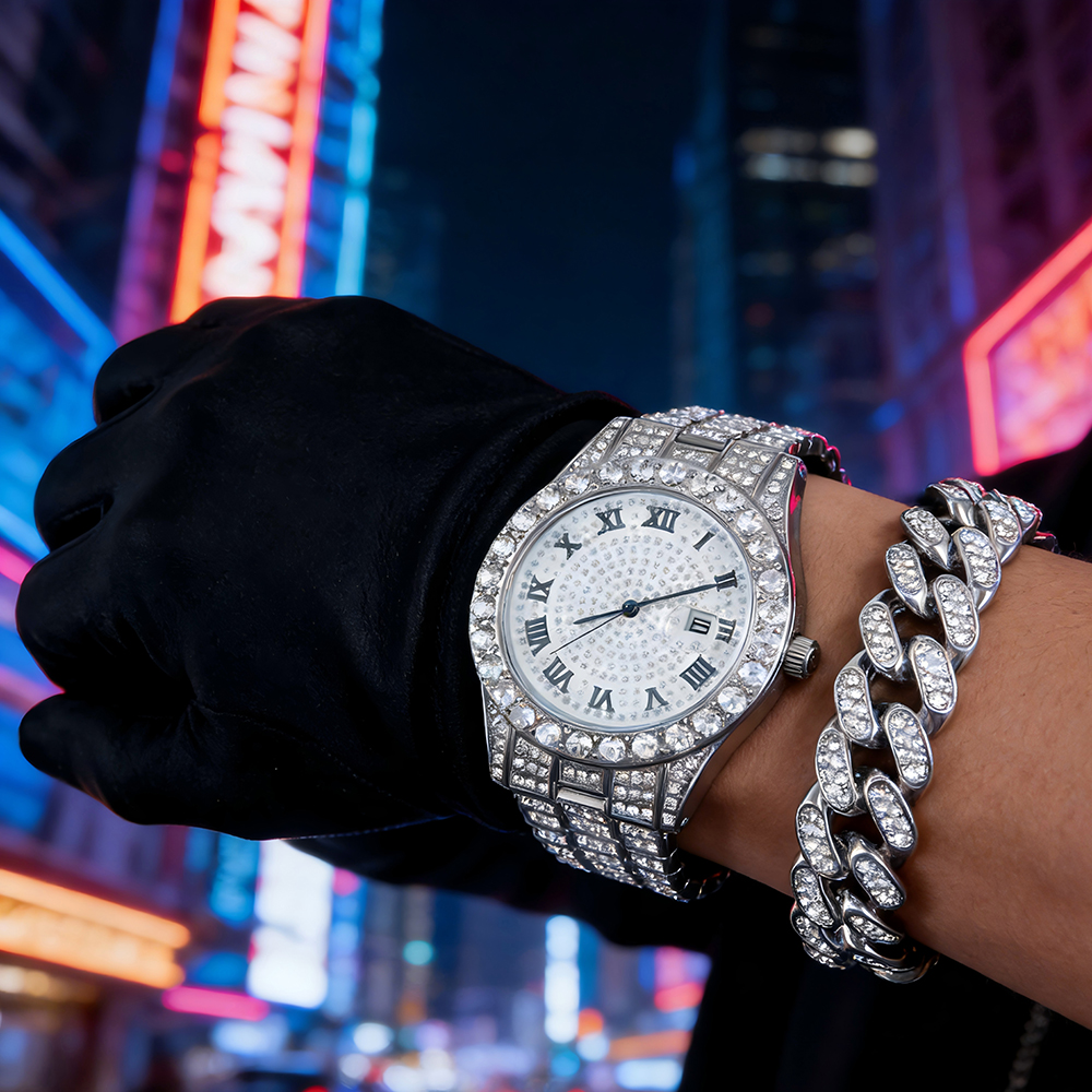1 Hip-hop Full Diamond Silver  – Women'S Accessories To Wear With Watch Bewertung und Preis