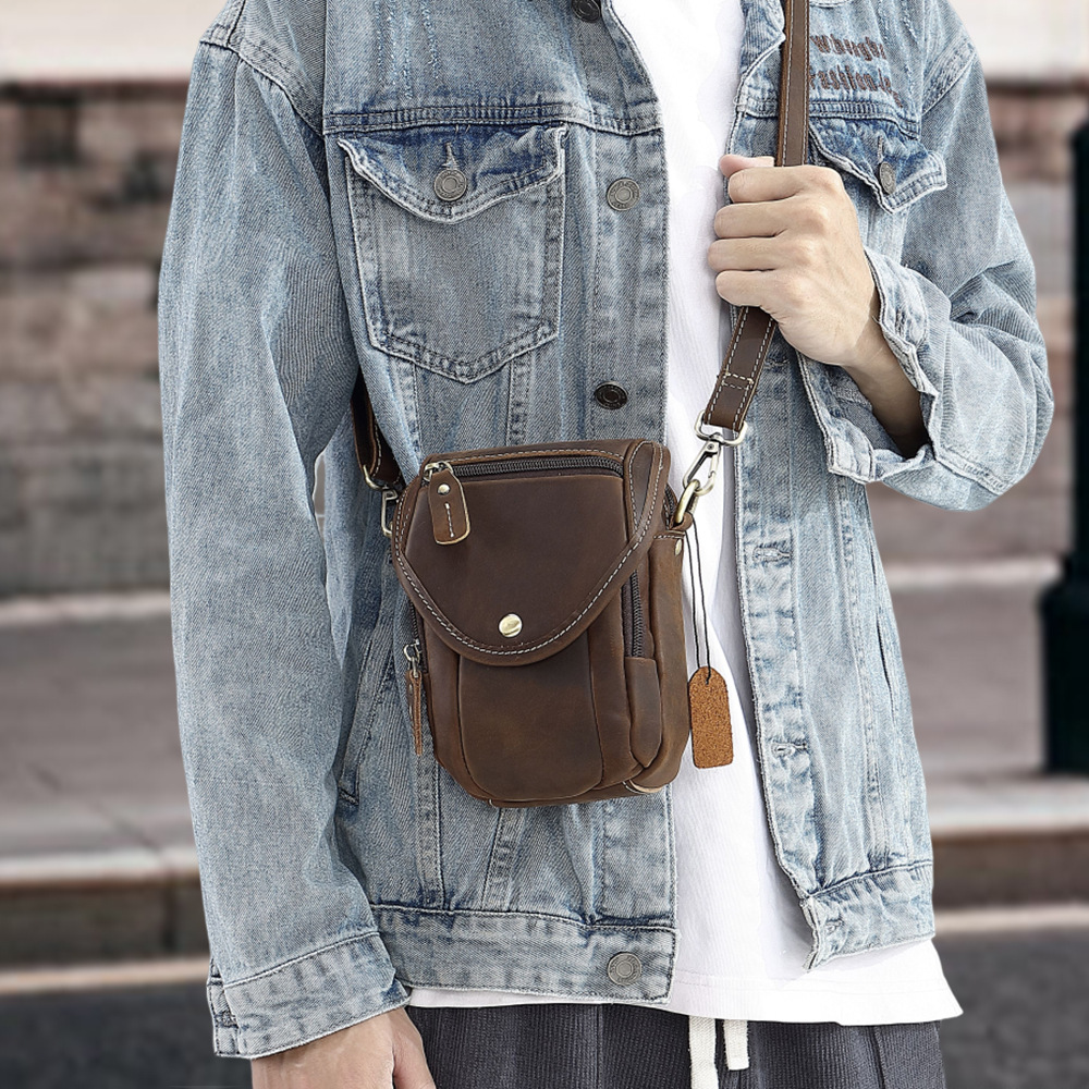 Men's Top-Grain Leather Crossb – Women Electronic Accessories Bewertung und Preis