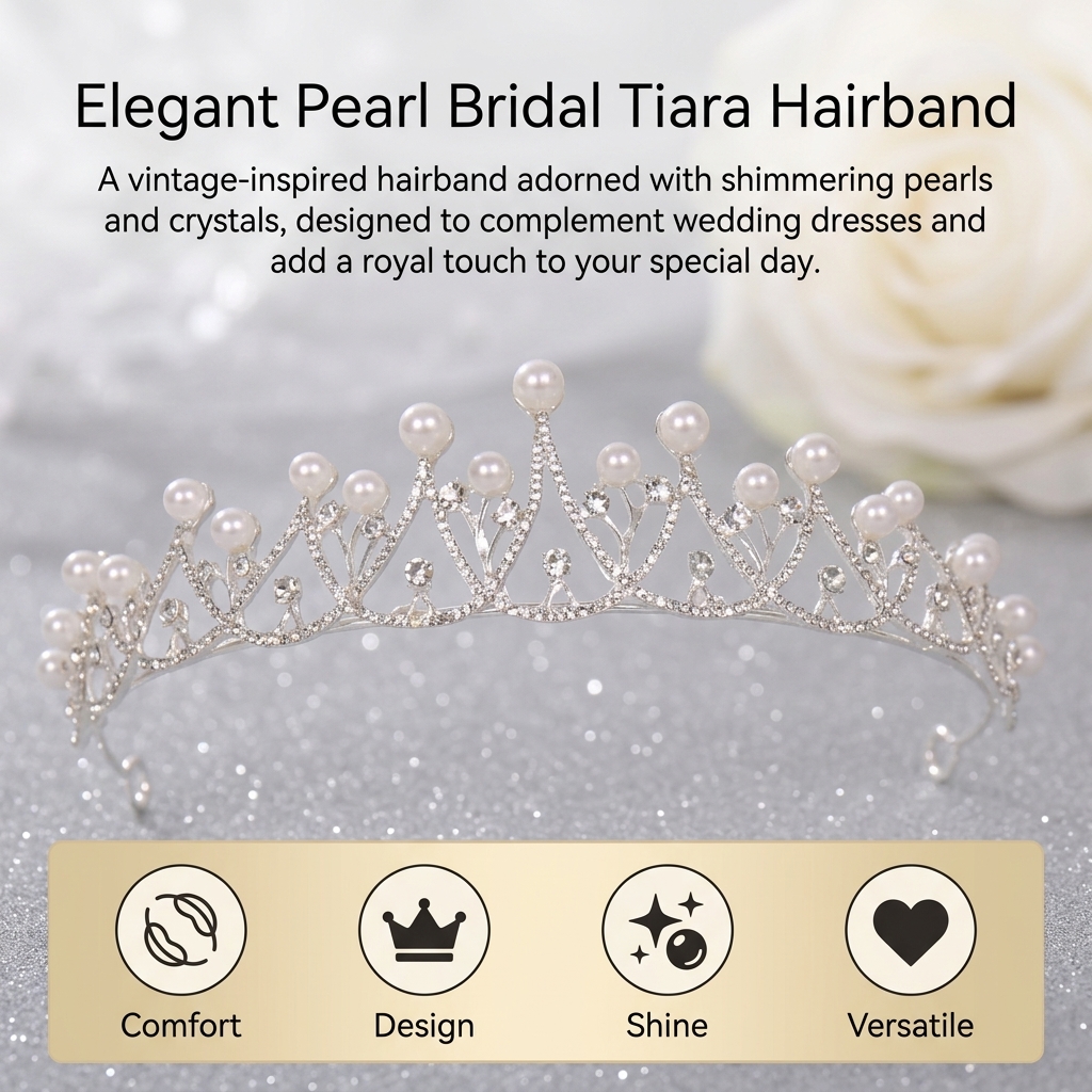 Bridal Crown Headpiece Pearl L – Women'S Vintage Accessories Bewertung und Preis